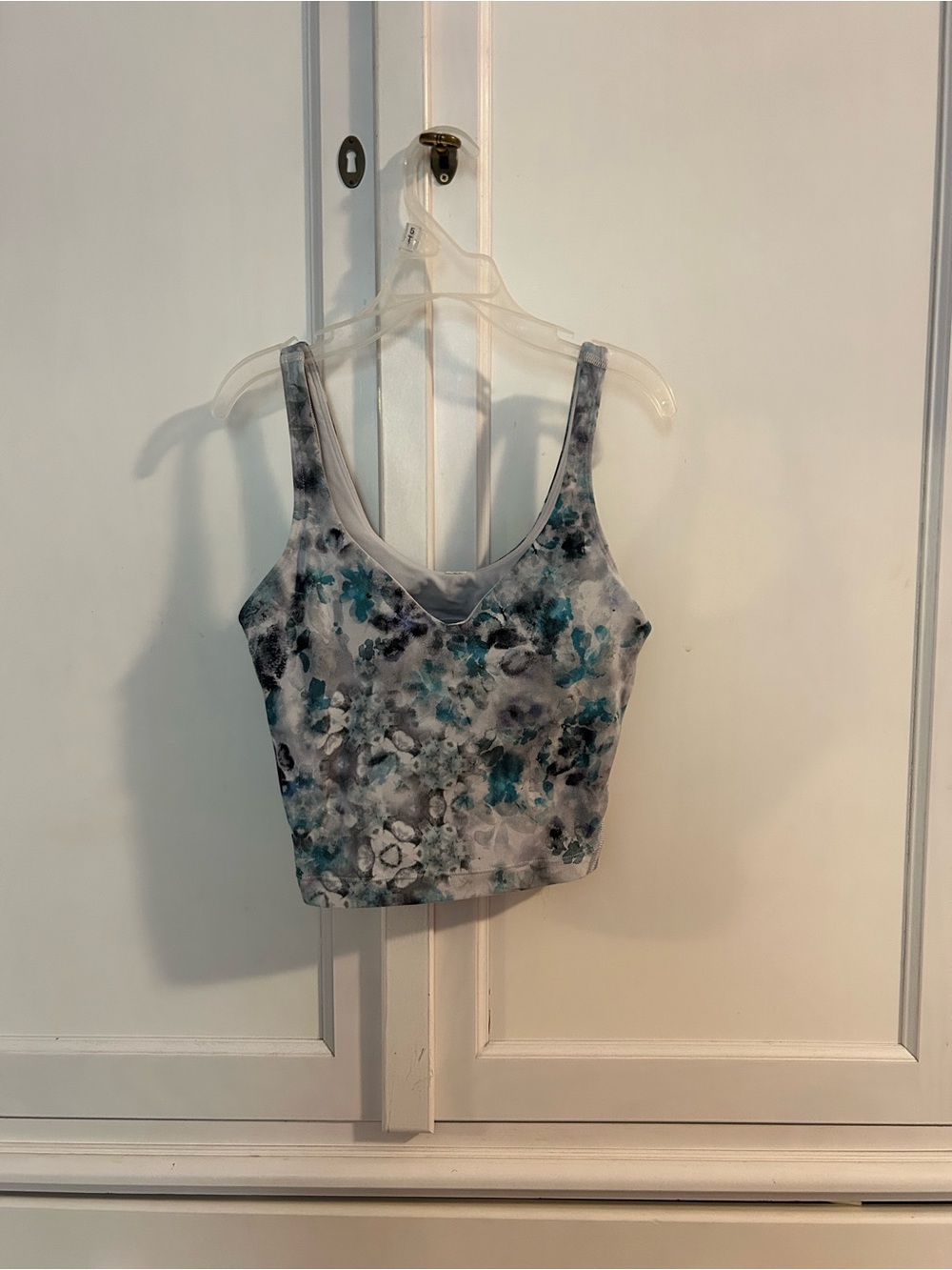 lululemon athletica Floral Print Crop Tank - Teal, Gray, White